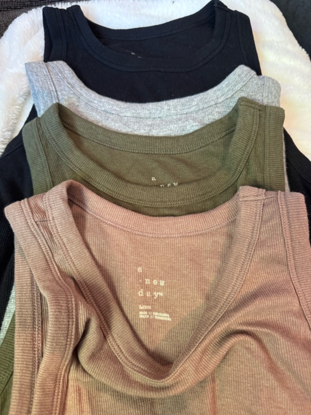 a new day Ribbed Tank Top Set - Black, Gray, Olive, Mauve - Picture 3 of 3